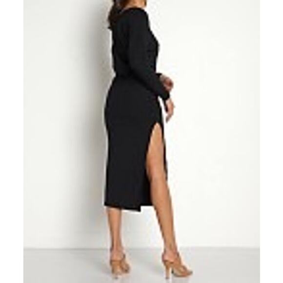 STILLWATER Did it Again Rib Dress Long Sleeve Midi Dress in Black Women’s Medium - Picture 4 of 13